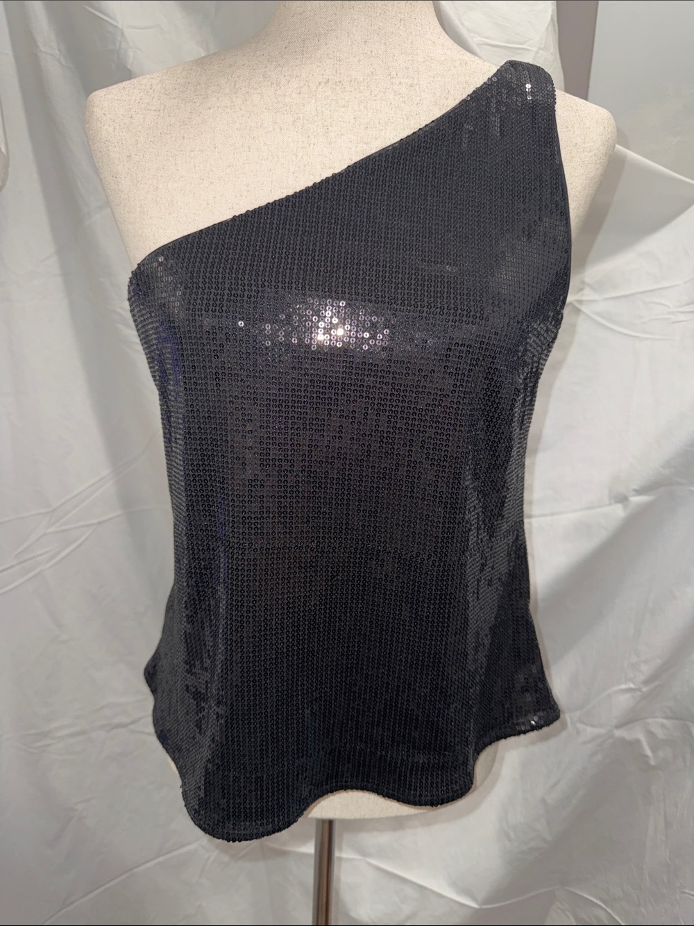Banana Republic Black Sequin One-Shoulder Top